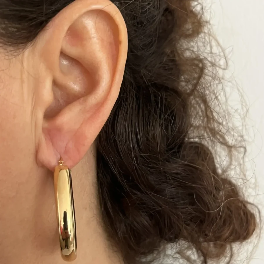 Orecchini In Oro 18kt Cerchi Ovali Donna Oro - immagine 3