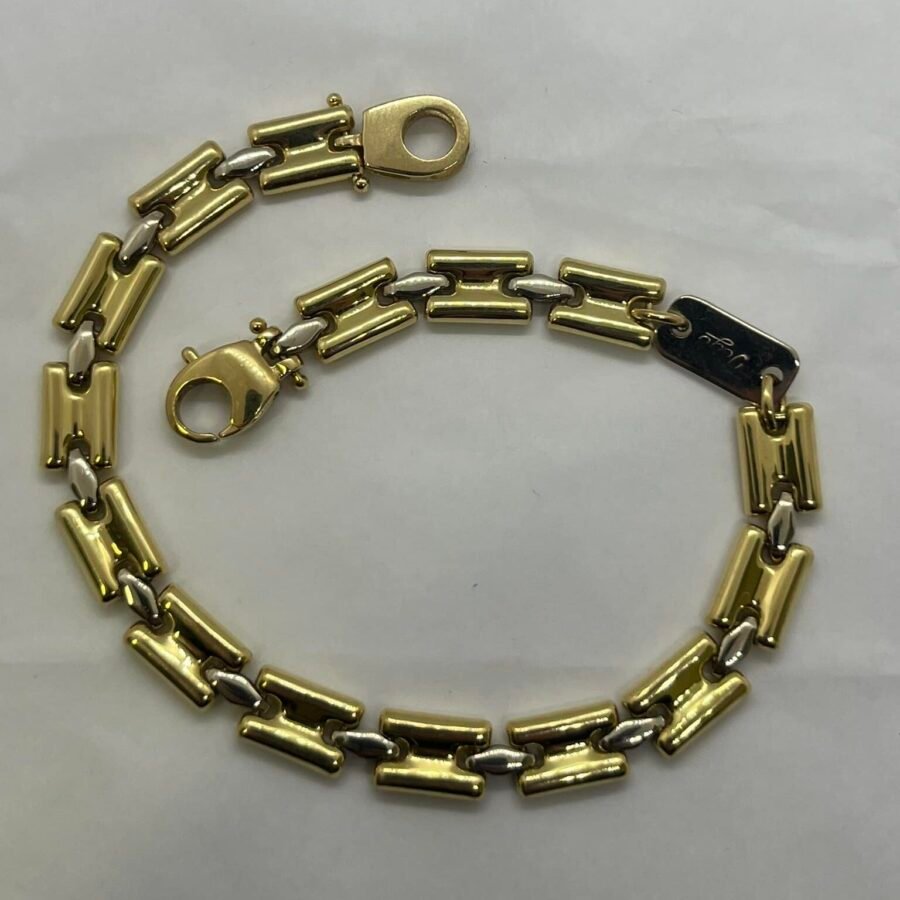 Bracciale Oro 18kt 750% Uomo Bicolore Maglia Piena