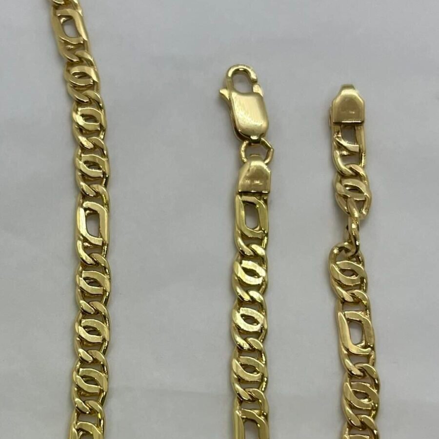 Collana Oro Giallo 18kt 750% Catena Maglia 3+1 Uomo Donna - immagine 3