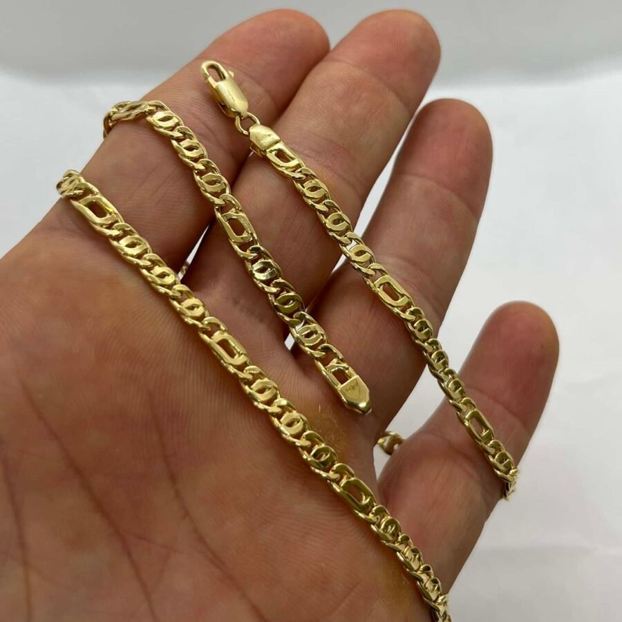 Collana Oro Giallo 18kt 750% Catena Maglia 3+1 Uomo Donna