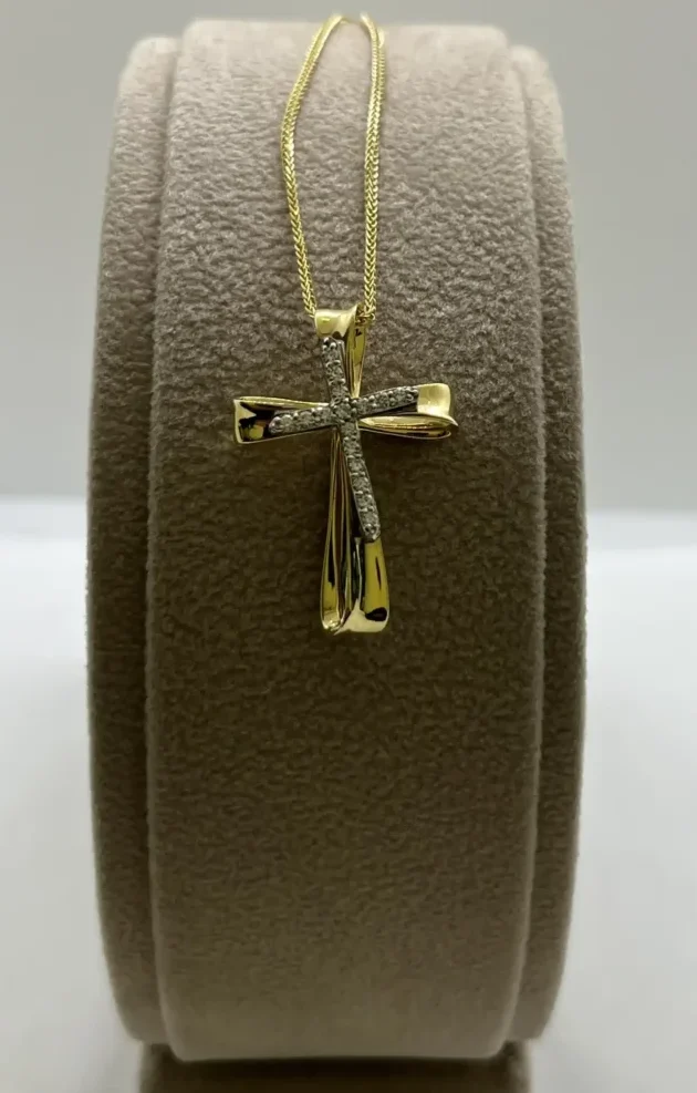 Collana Oro 18kt 750% Giallo Con Diamanti Croce - immagine 4
