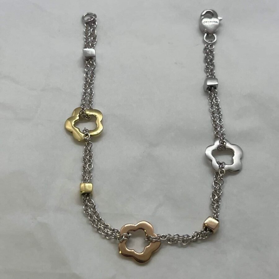 Bracciale Oro 18Kt 750% Donna Bianco Rosa Giallo