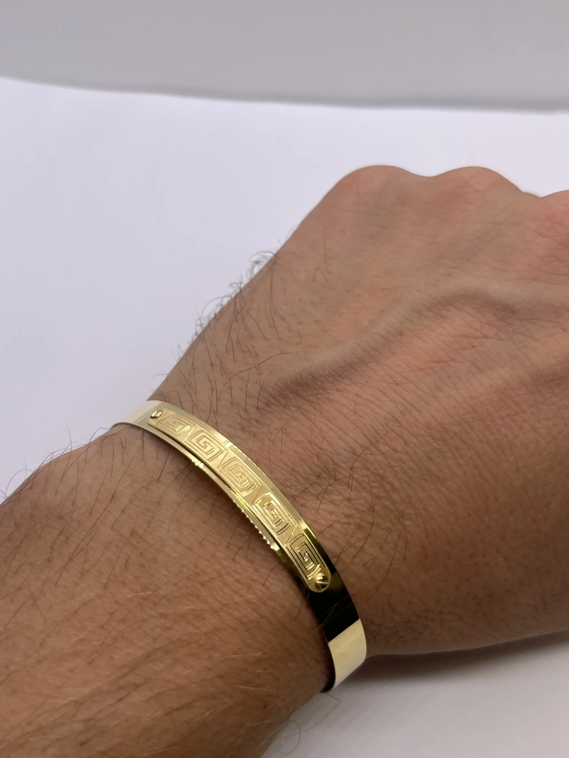 Bracciale Oro 18 Kt 750% Uomo Donna Semirigido Manetta Giallo - immagine 3