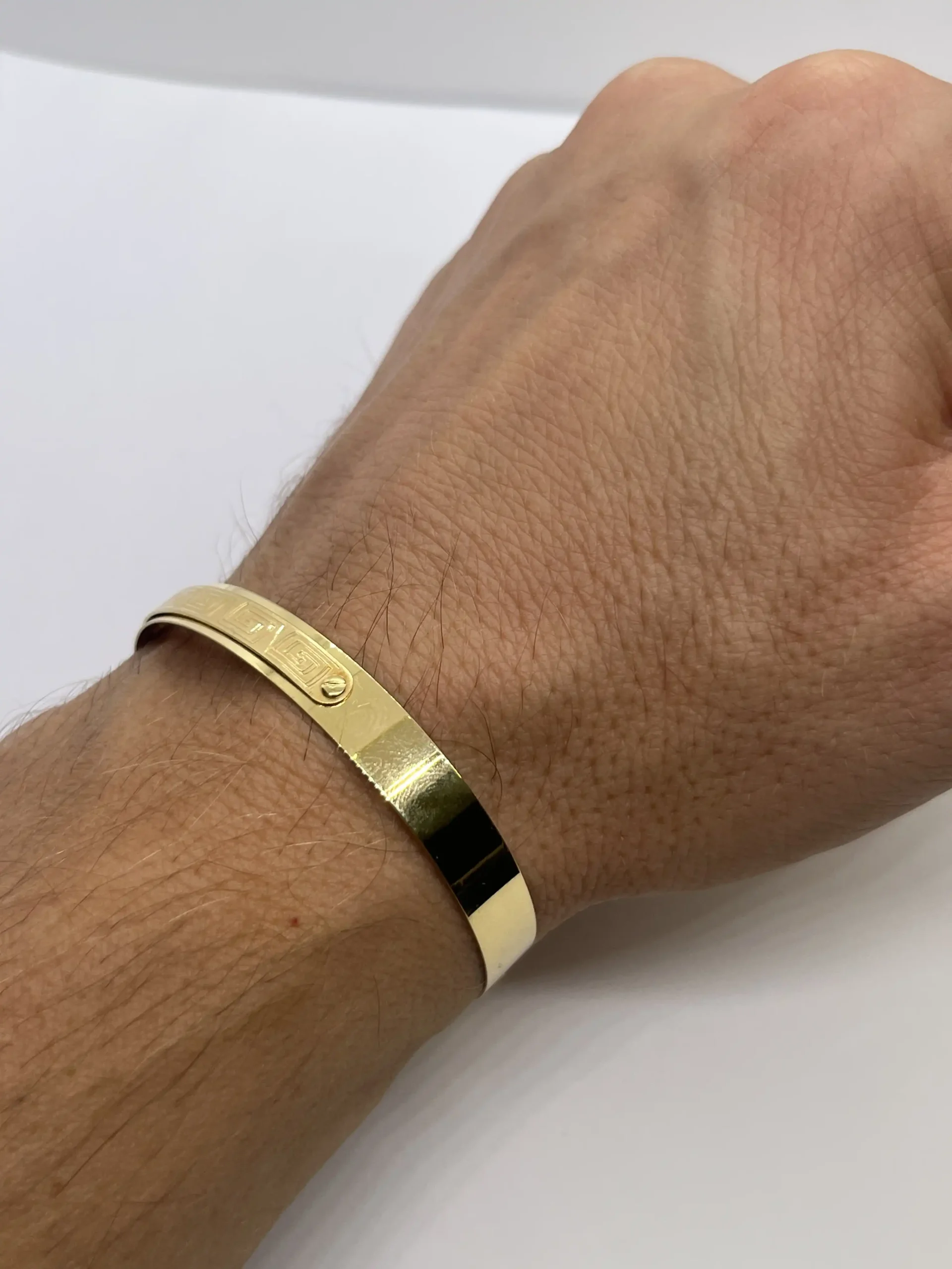 Bracciale Oro 18 Kt 750% Uomo Donna Semirigido Manetta Giallo - immagine 4