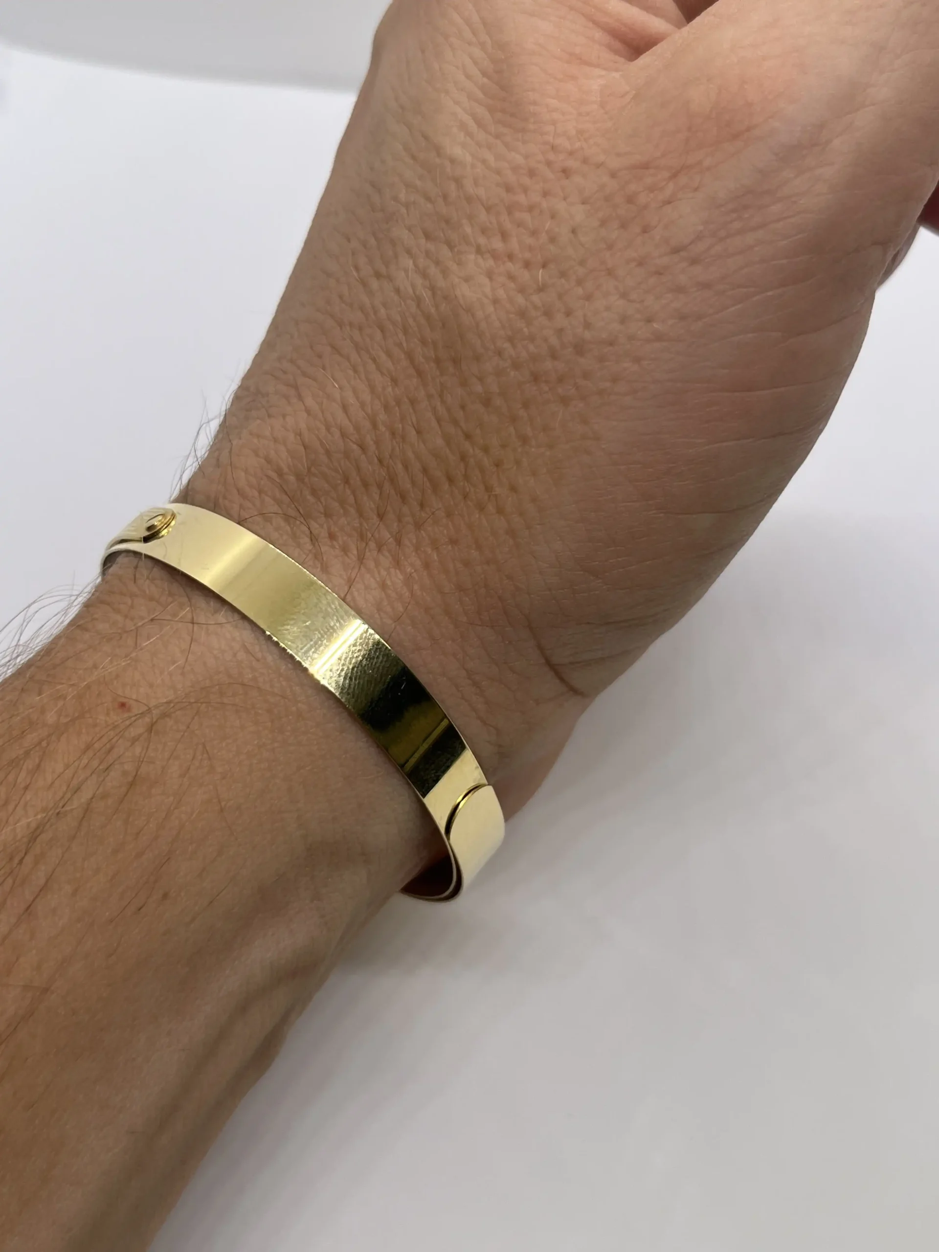 Bracciale Oro 18 Kt 750% Uomo Donna Semirigido Manetta Giallo - immagine 5