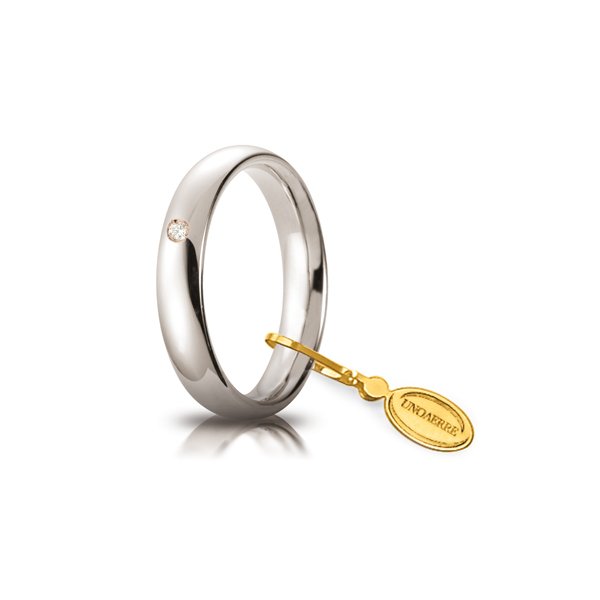 Fede Comoda Mm. 4 In Oro Bianco Con Brillante