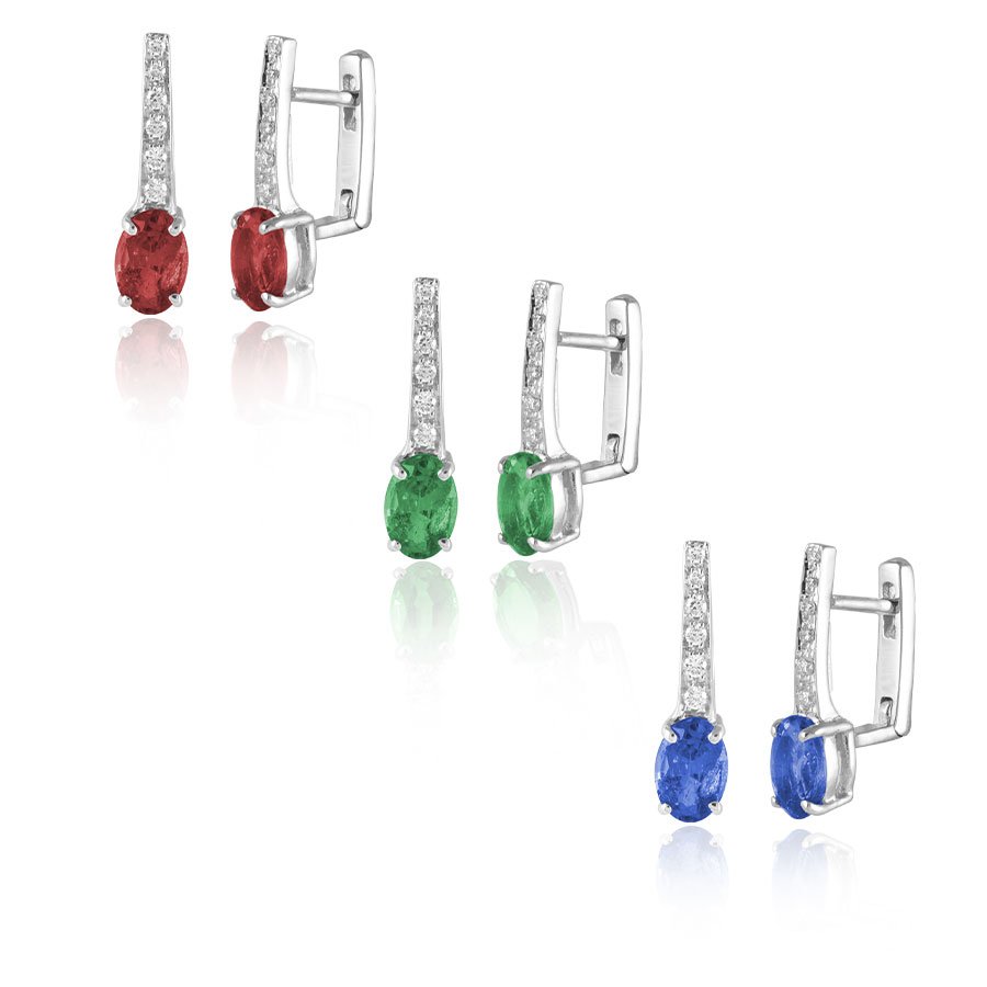 Orecchini Pendenti Fantasy In Oro 18kt Con Diamanti E Smeraldi Naturali