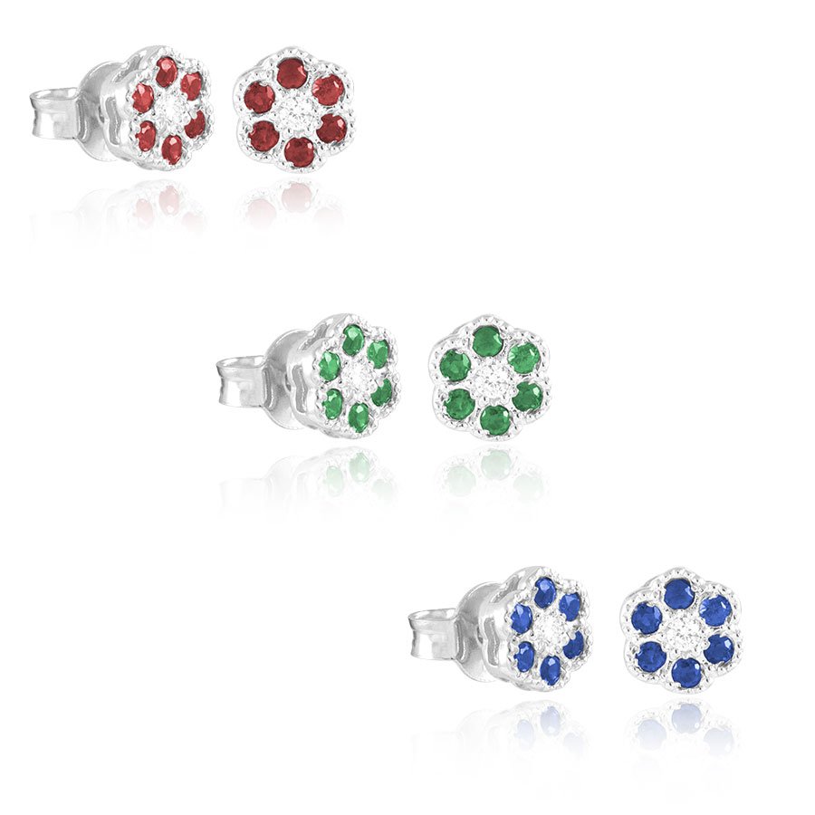 Orecchini In Oro 18kt Con Diamanti E Rubini, Smeraldi O Zaffiri Naturali.