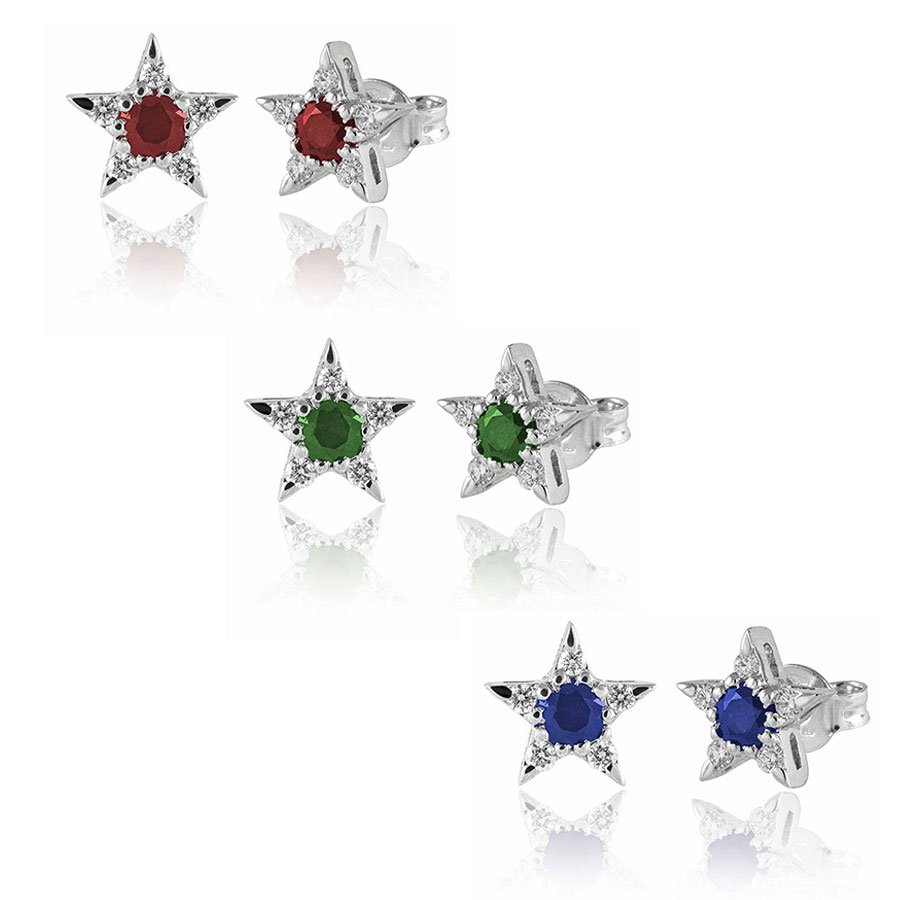 Orecchini Fantasy In Oro 18kt Con Diamanti E Rubini Smeraldi O Zaffiri Naturali