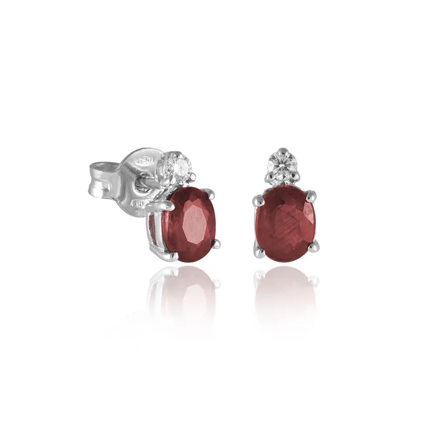 Orecchini In Oro 18kt Con Diamanti E Rubini Smeraldi O Zaffiri Naturali