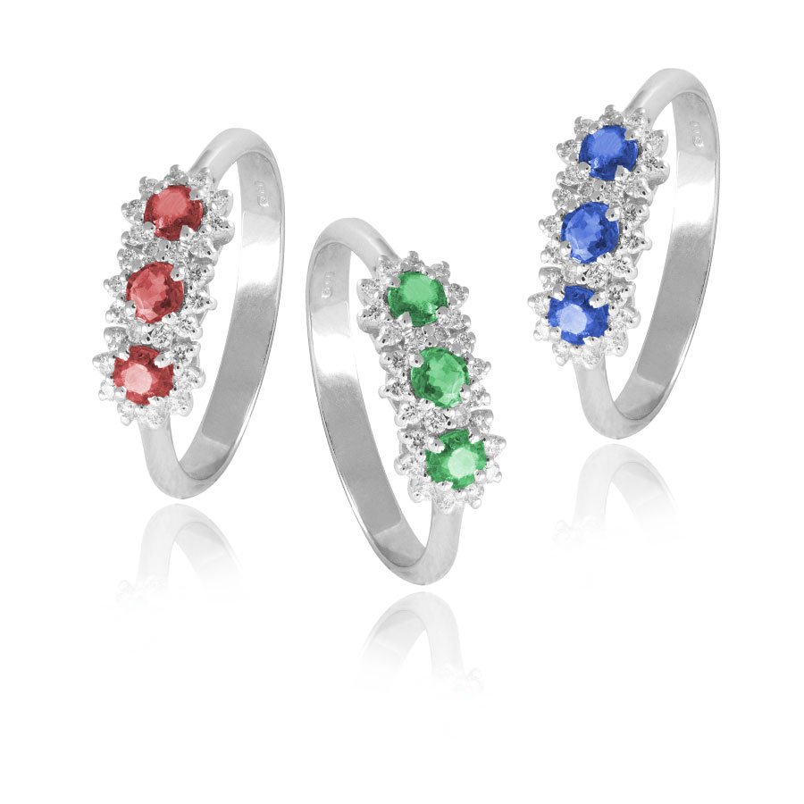 Anello In Oro 18kt Rainbow Con Diamanti 0.20kt