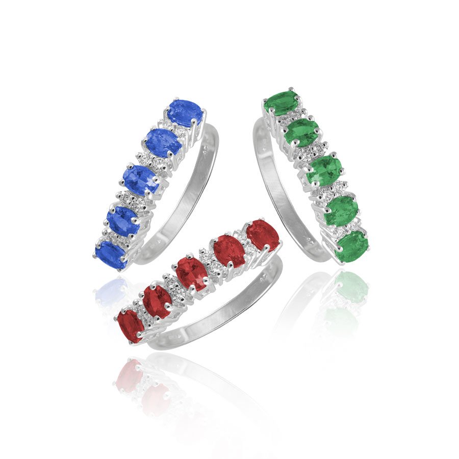 Anello In Oro 18kt Rainbow Con Diamanti 0.12kt