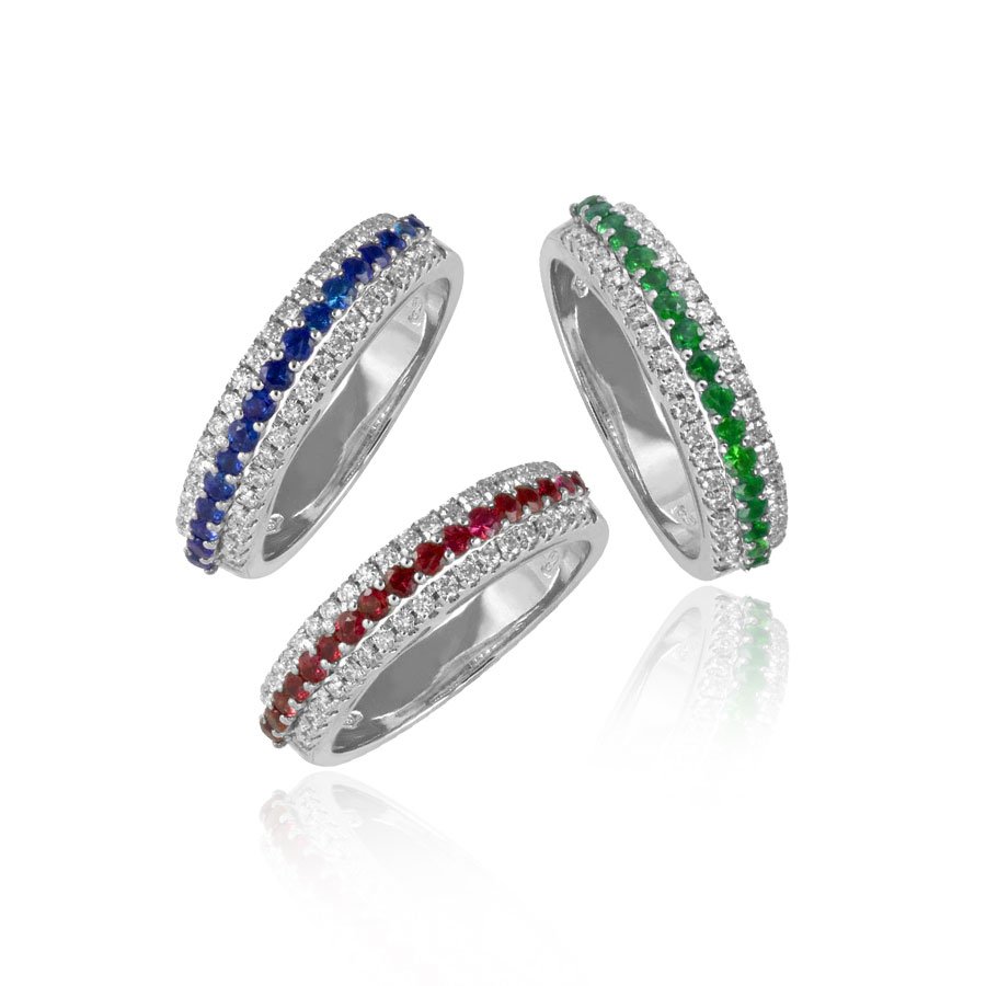 Anello In Oro 18kt Rainbow Con Diamanti 0.28kt