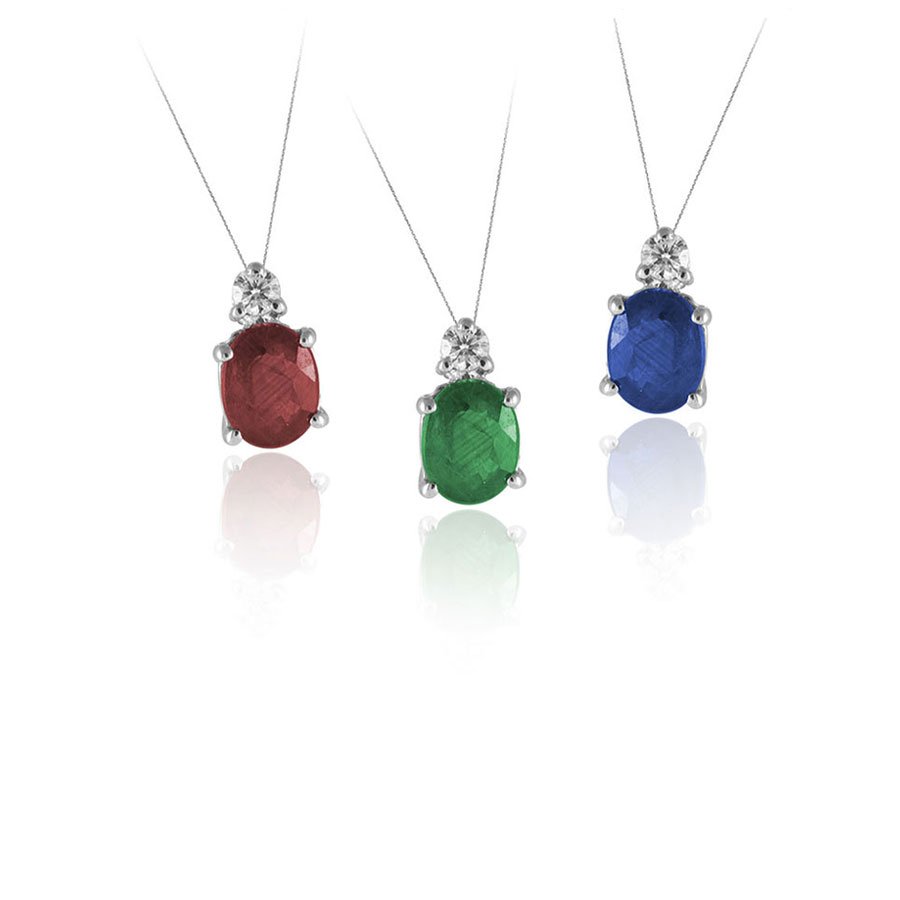 Collana In Oro 18kt Con Diamanti 0.02kt Rubini/Smeraldi/Zaffiri