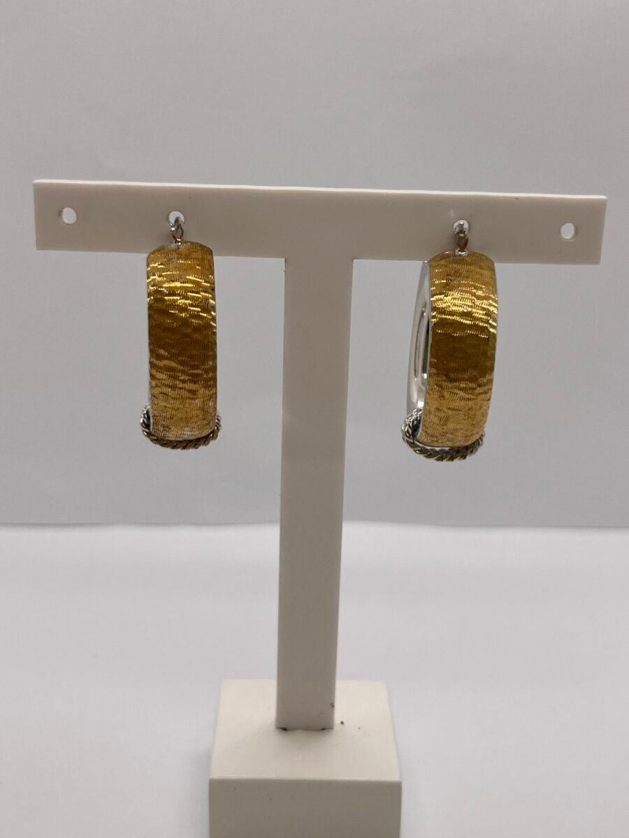 Orecchini in oro 18kt giallo e Bianco Cerchio Ovale 13.1Gr - immagine 4