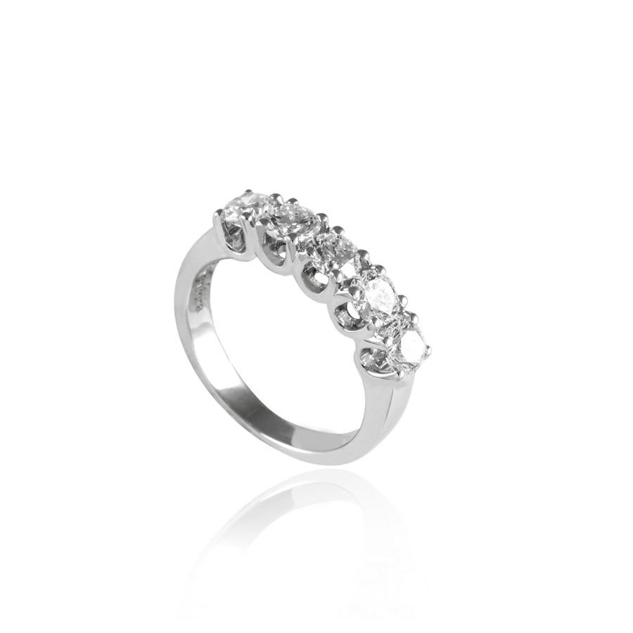 Veretta In Oro 18kt Con 5 Diamanti 0,30kt Taglio Brillante