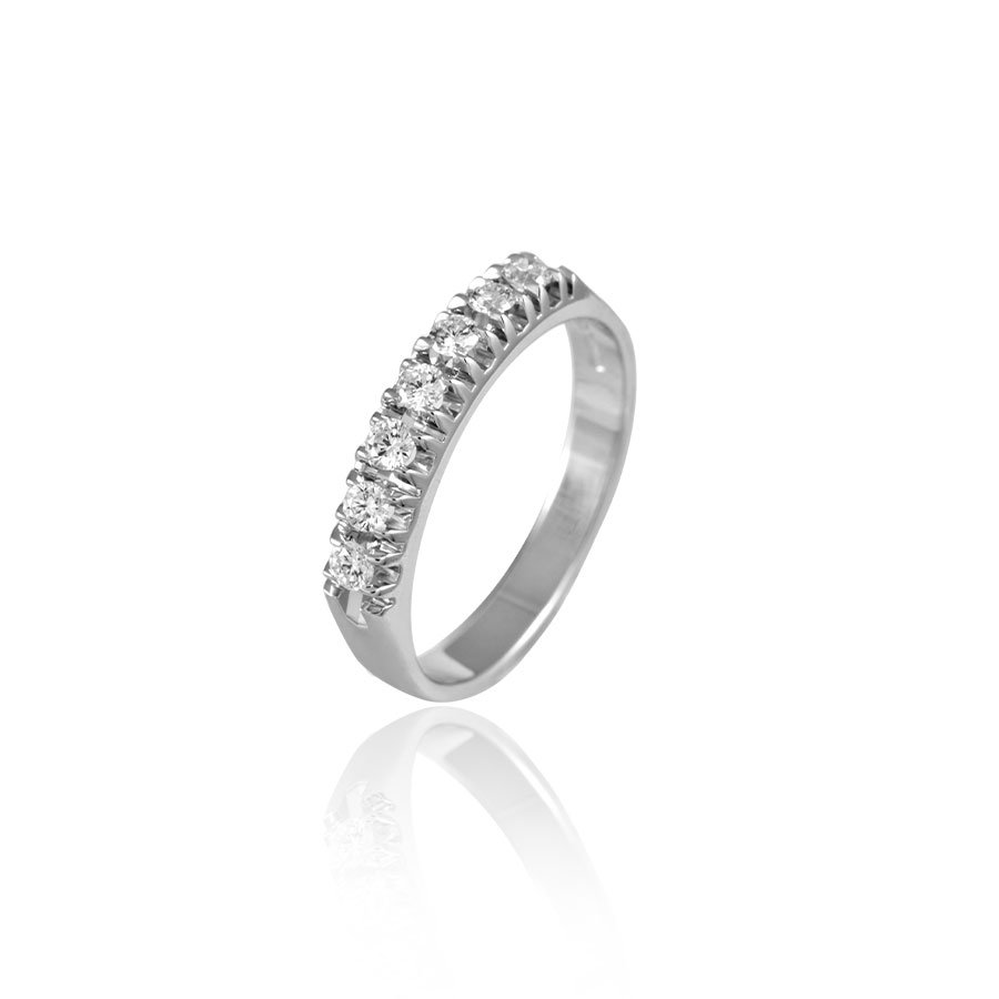 Veretta In Oro 18kt Con 7 Diamanti 0,42kt Taglio Brillante