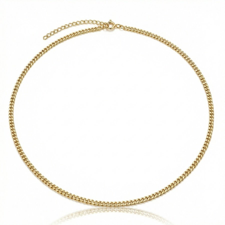 Collana In Oro 18kt Grumetta Classica Maglia Stretta 55cm